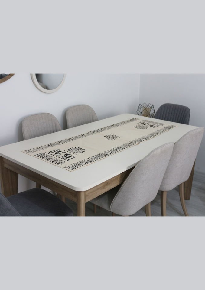 Geleneksel Tahta El Baskısı Hitit Desenli Runner