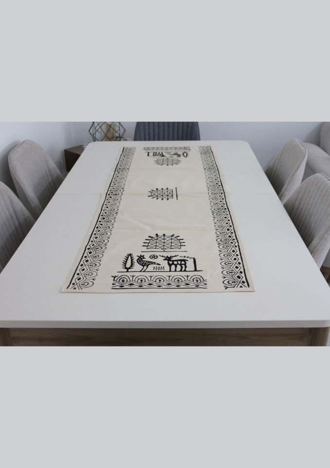 Geleneksel Tahta El Baskısı Hitit Desenli Runner