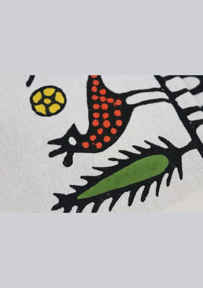 Geleneksel El Baskısı Hitit Desenli Dikdörtgen Masa Örtüsü Renkli