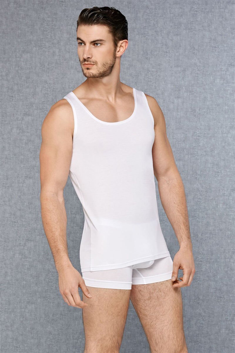 Doreanse Erkek Micro Modal Geniş Yaka Beyaz Atlet 2000