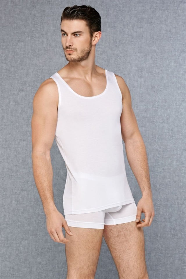 Doreanse Erkek Micro Modal Geniş Yaka Beyaz Atlet 2000