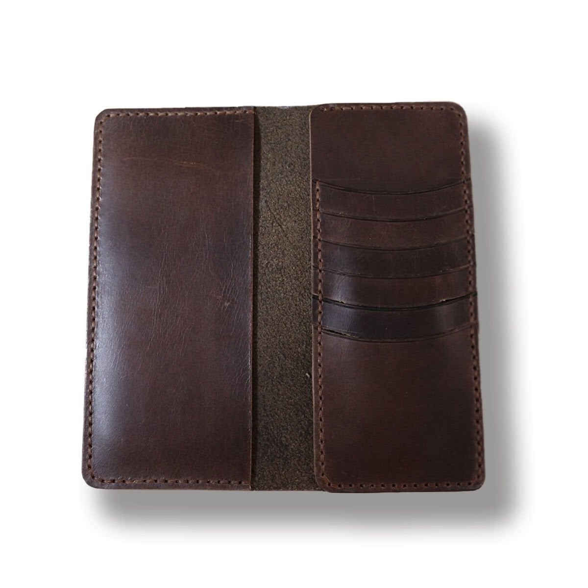 El Yapımı Hakiki Deri Dik Cüzdan