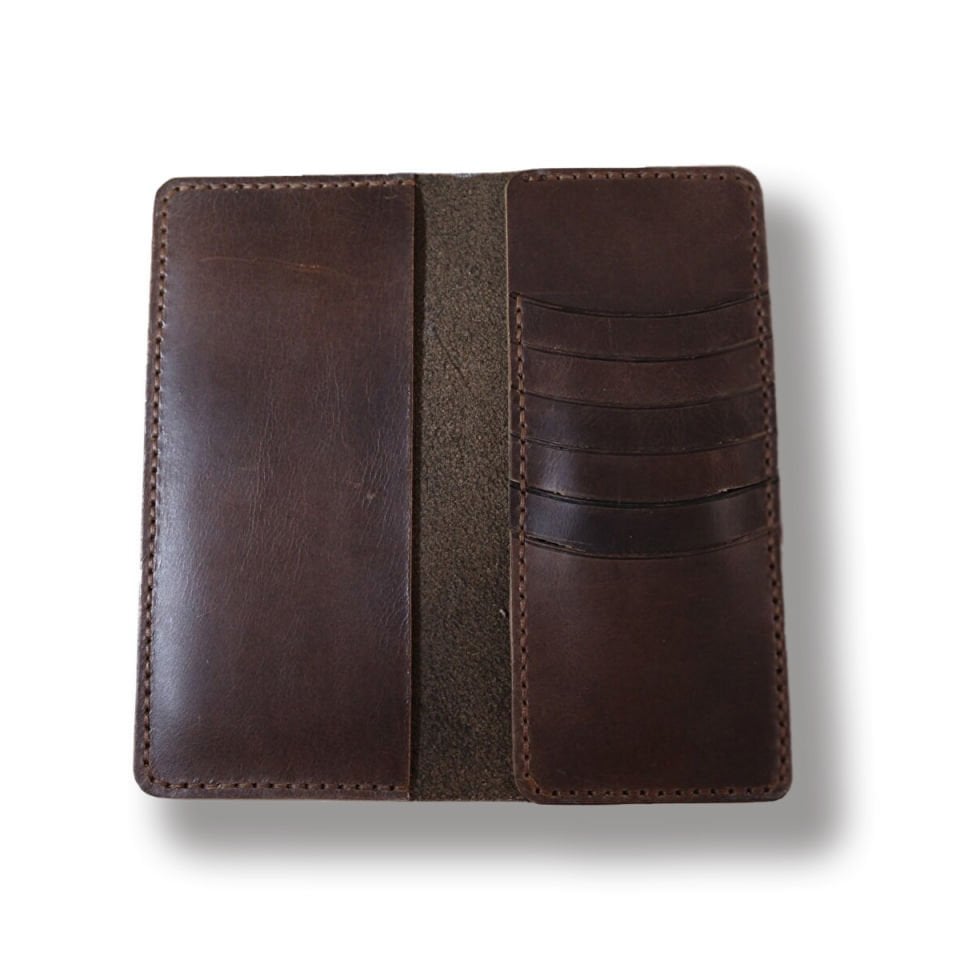 El Yapımı Hakiki Deri Dik Cüzdan