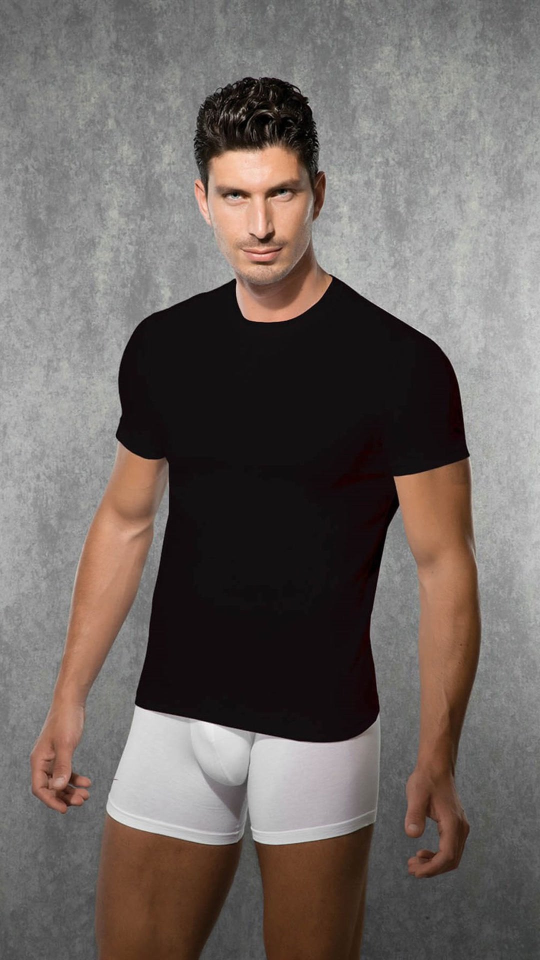 Erkek Modal Bisiklet Yaka Kısa Kol Tişört 2550 Siyah