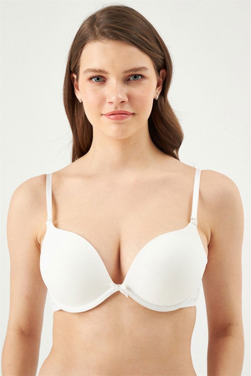 Eros Lilyum Kulaklı Doublu Push-up Tek Sütyen Ekru