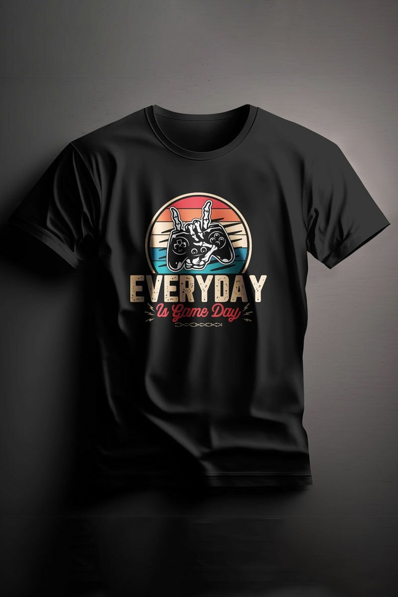 Unisex Baskılı Siyah Tişört Everyday