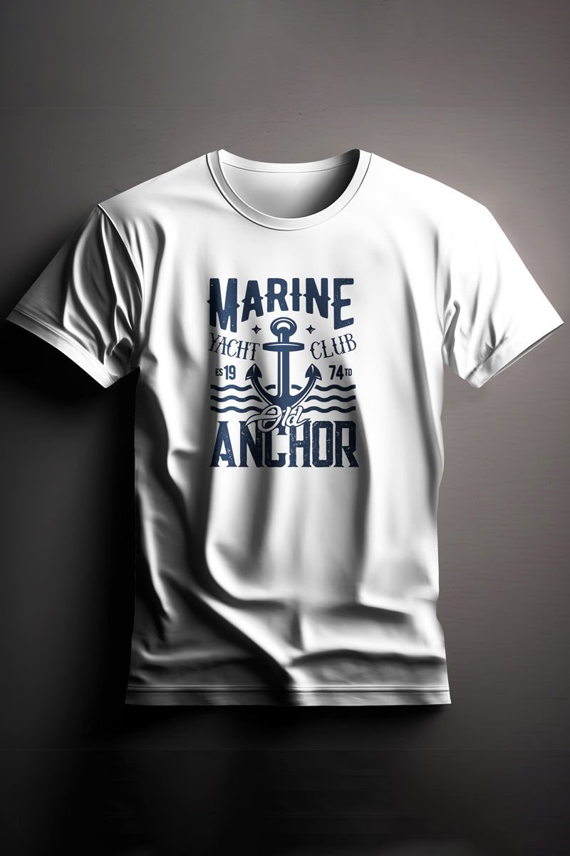 Unisex Baskılı Beyaz Tişört Marine