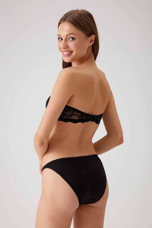 Pierre Cardin 4563 Balenli Straplez Destekli Sütyen Takımı Siyah