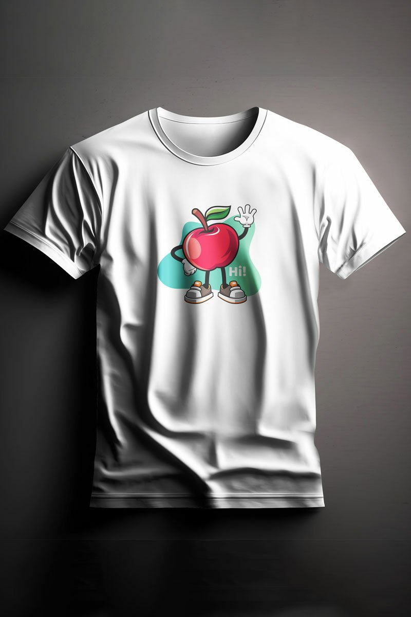Unisex Baskılı Beyaz Tişört Apple