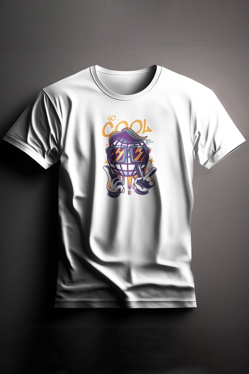 Unisex Baskılı Beyaz Tişört Cool