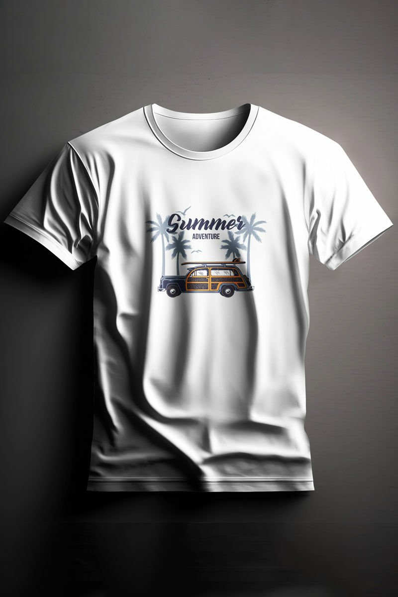 Unisex Baskılı Beyaz Tişört Summer