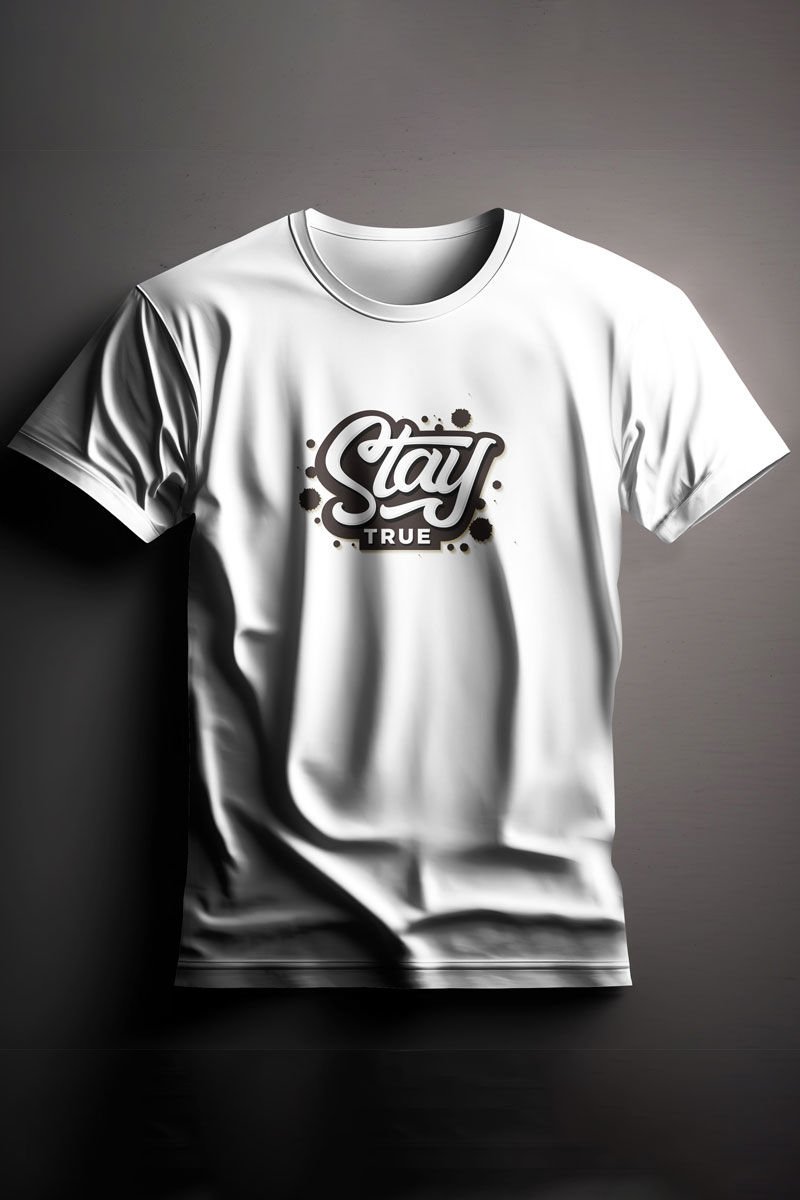Unisex Baskılı Beyaz Tişört Stay True