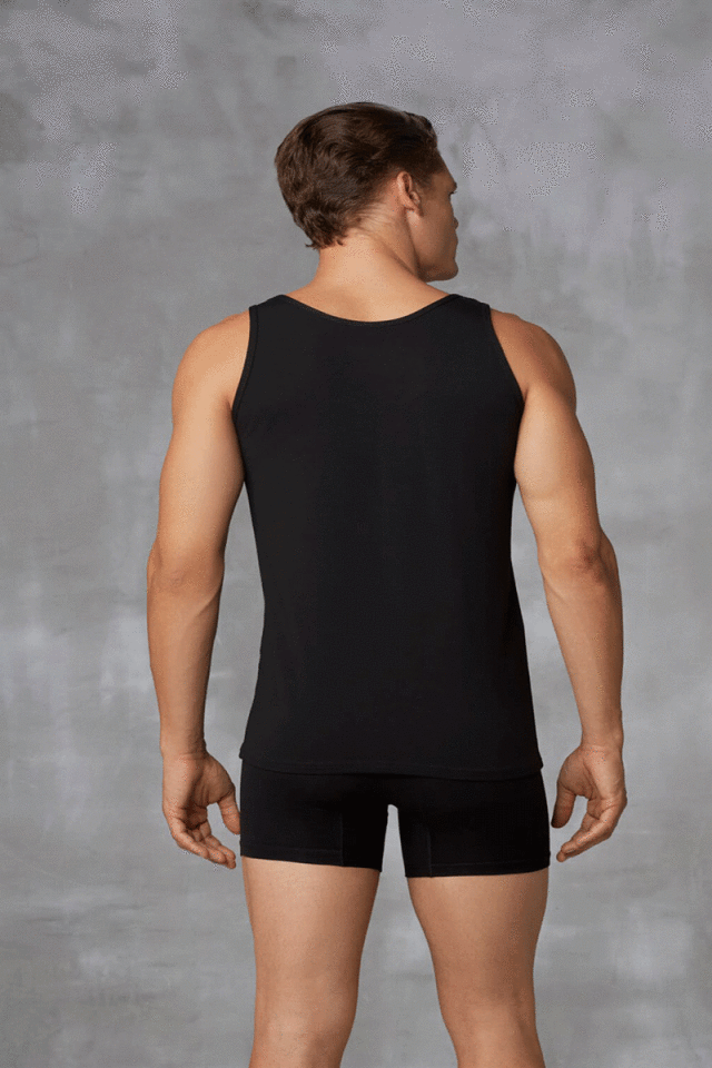 Erkek Modal Geniş Bisiklet Yaka Atlet 2011 Siyah