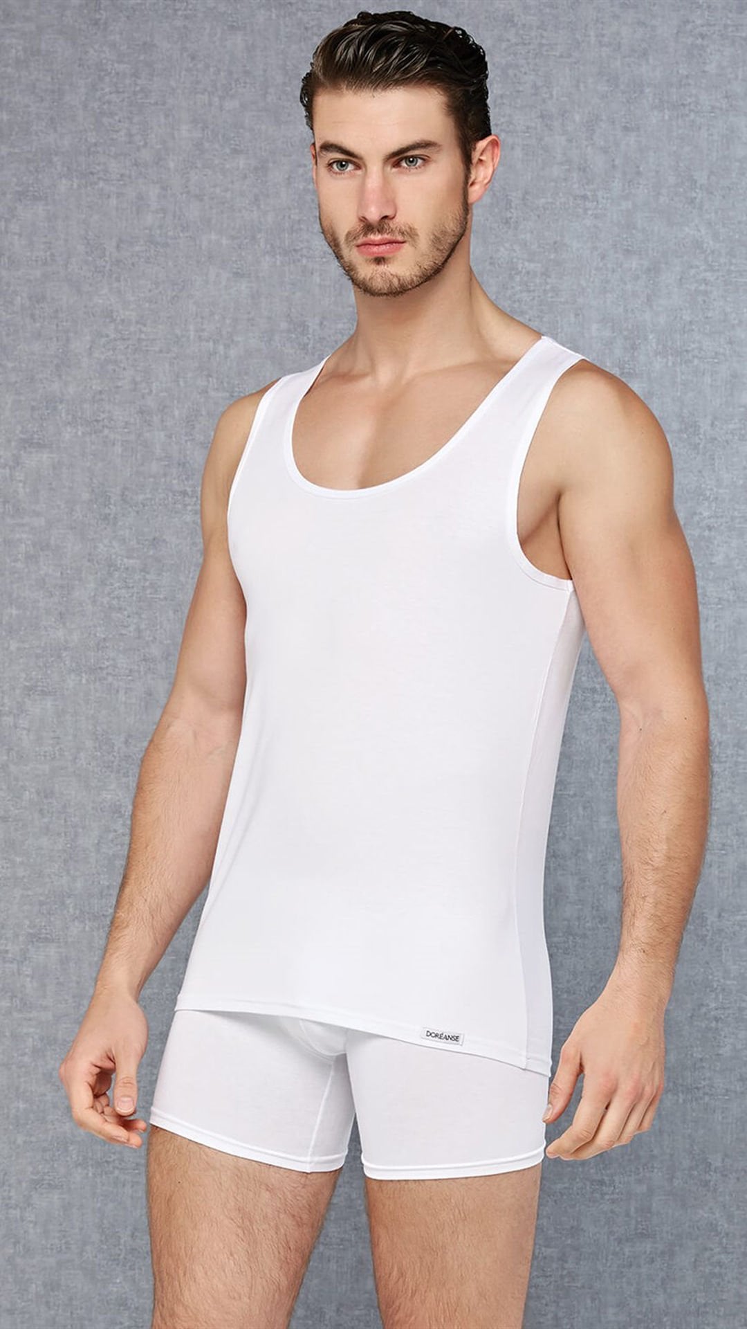 Erkek Modal Geniş Bisiklet Yaka Atlet 2011 Beyaz