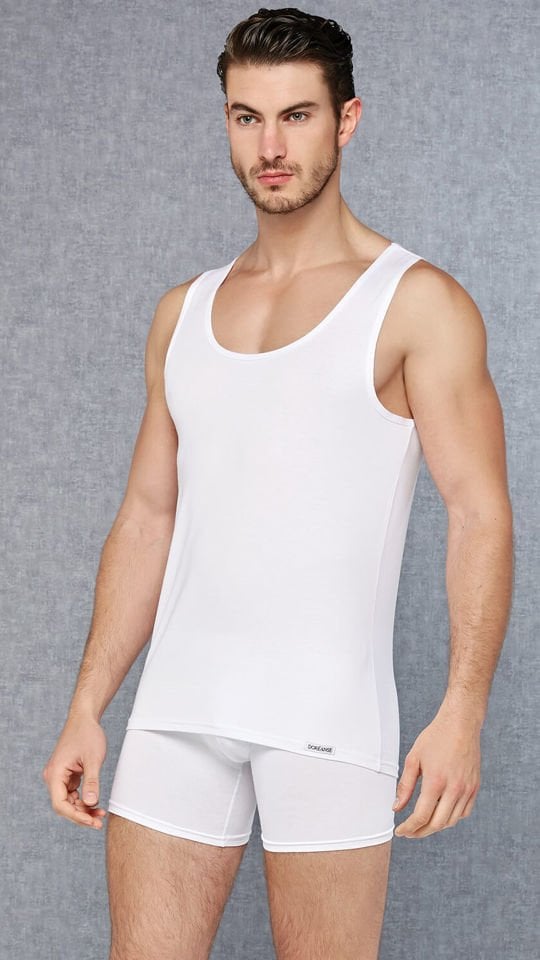 Erkek Modal Geniş Bisiklet Yaka Atlet 2011 Beyaz