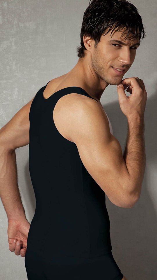 Erkek Modal Pamuklu Kare Yaka Atlet 2255 Siyah