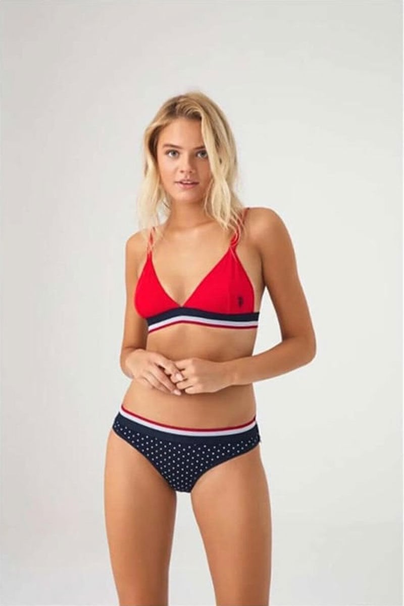 U.S. POLO ASSN. 66253 Kadın Büstiyer Slip Takım-Kırmızı