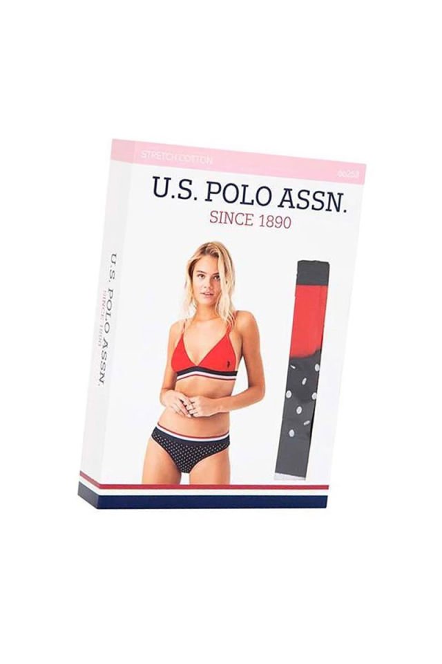 U.S. POLO ASSN. 66253 Kadın Büstiyer Slip Takım-Kırmızı