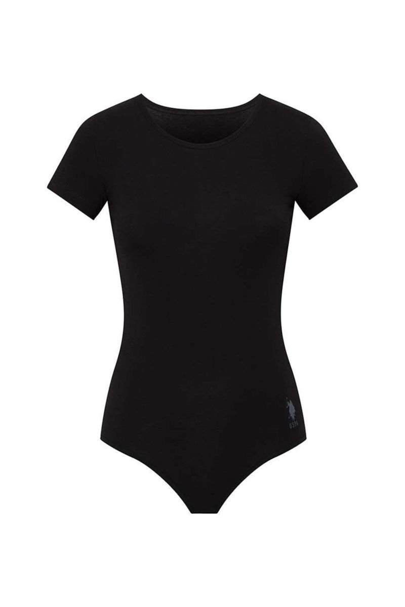 U.S. POLO ASSN. 66286 Kadın Siyah Kısa Kollu Çıtçıtlı Body