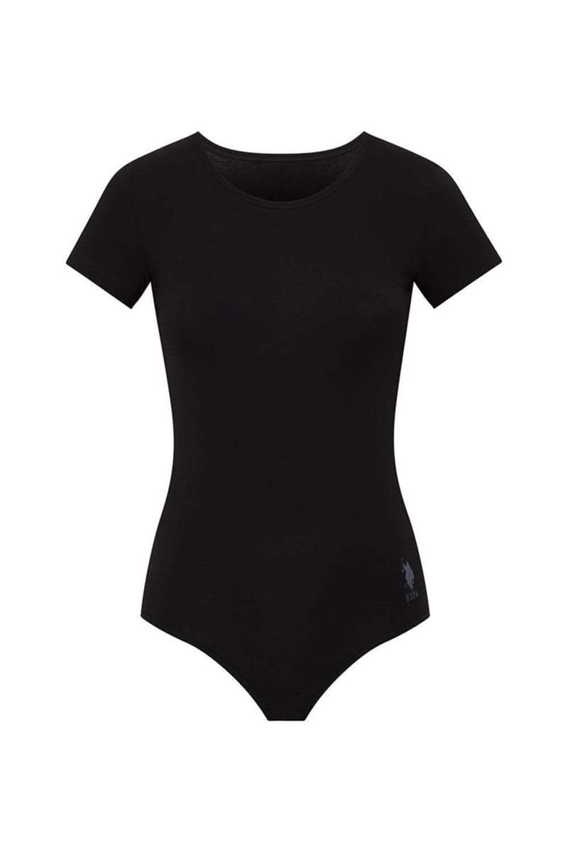 U.S. POLO ASSN. 66286 Kadın Siyah Kısa Kollu Çıtçıtlı Body