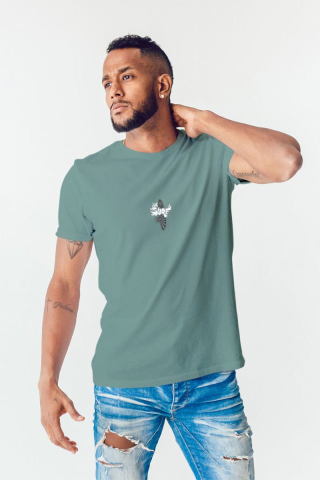 Oversize Baskılı Yeşil Tişört Surf