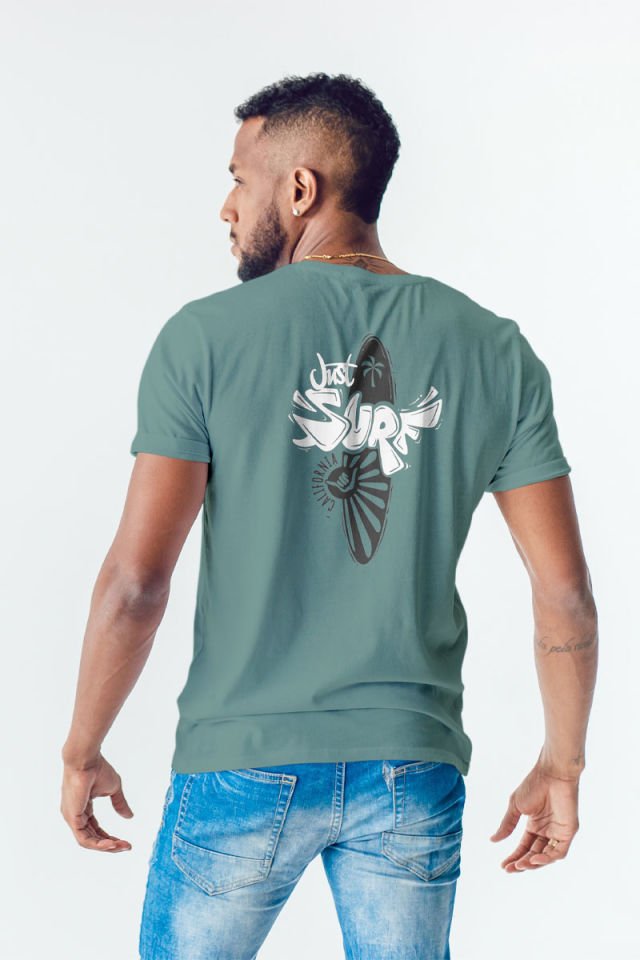 Oversize Baskılı Yeşil Tişört Surf