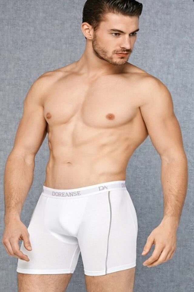 Erkek Modal Çizgili Normal Paça Boxer 1780 Beyaz