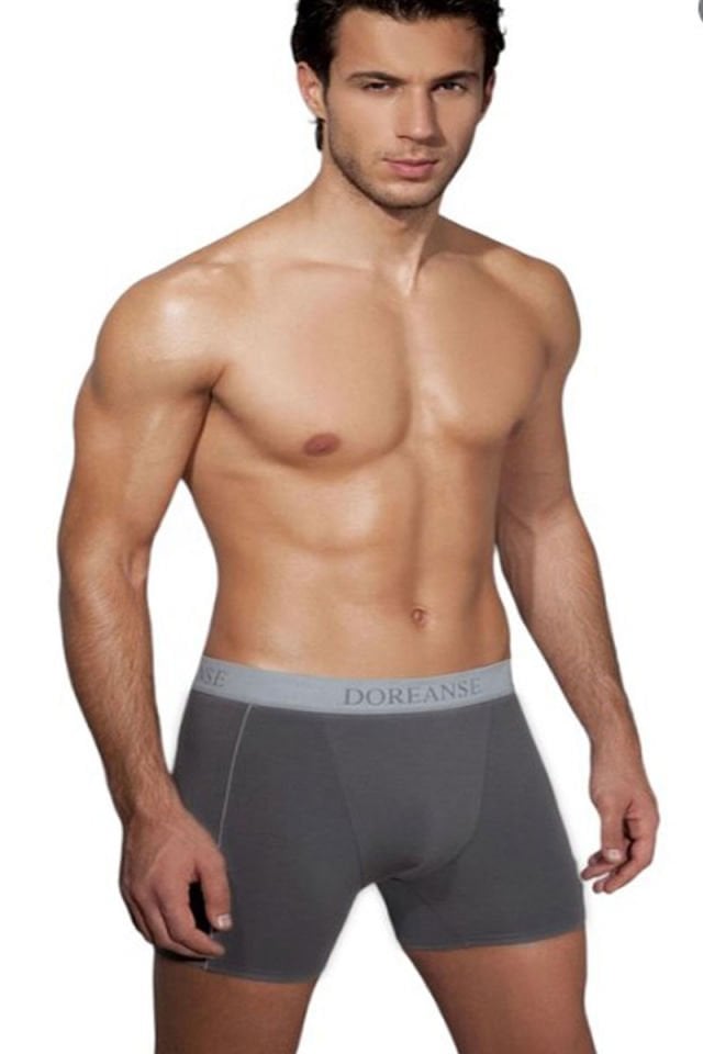 Erkek Modal Çizgili Normal Paça Boxer 1780 Gri