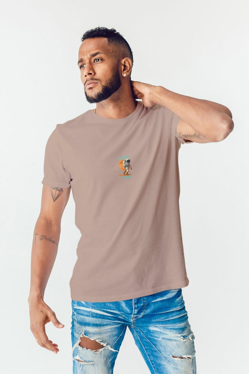 Oversize Baskılı Koyu Bej Tişört Good Bye