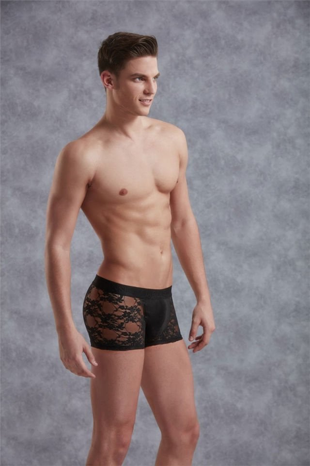 Doreanse Siyah Dantelli Mini Paça Transparan Boxer 1952
