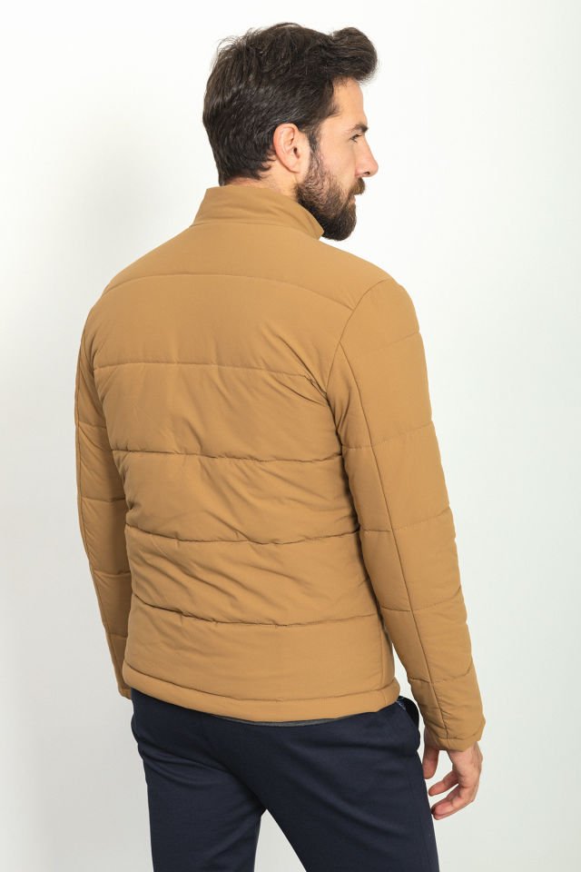 Double-Sided Camel Color Slim Fit Rugged Collar Inflatable Men's Coat