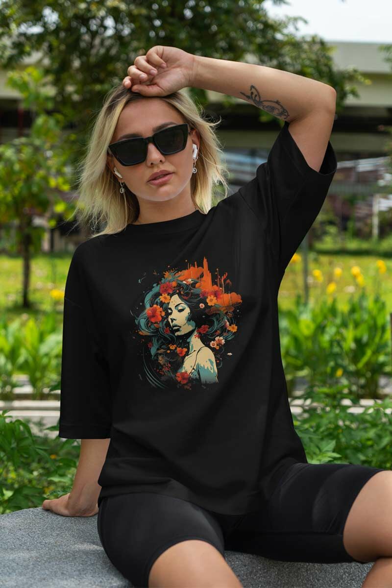 Kadın Oversize Baskılı Tişört 23OV05