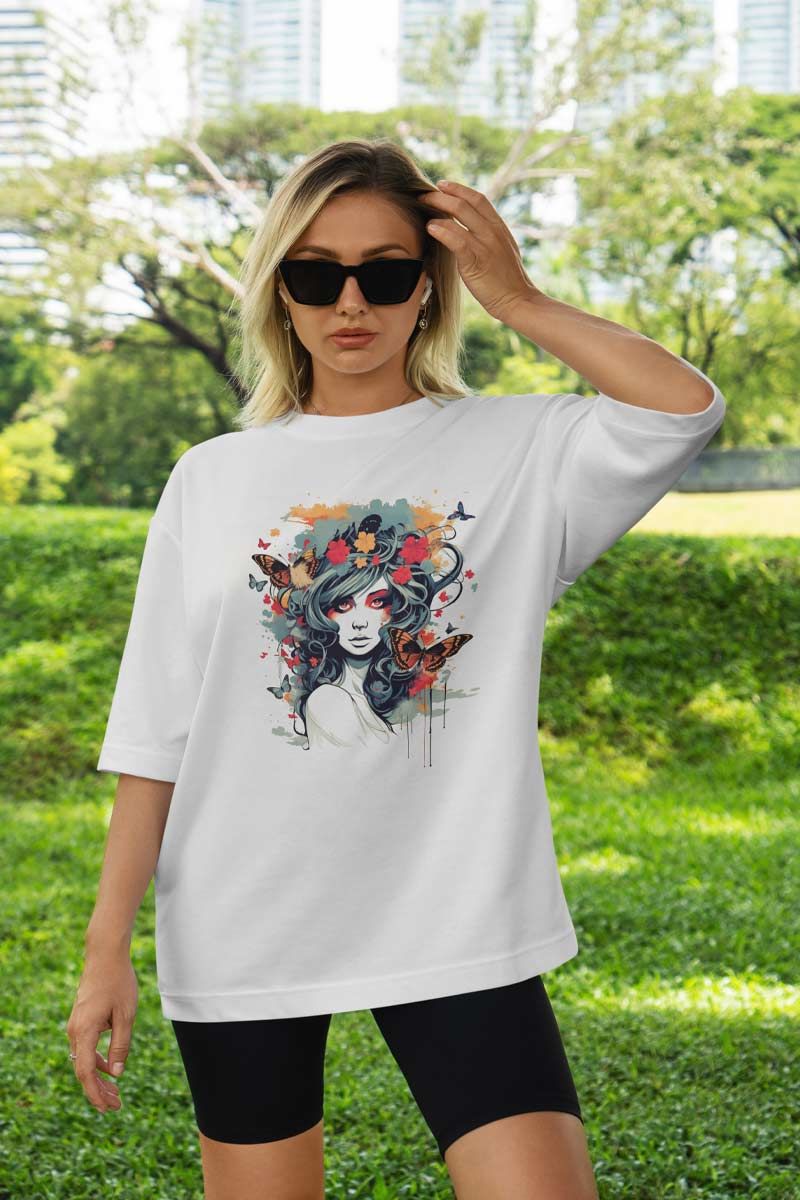 Kadın Oversize Baskılı Tişört 23OV06