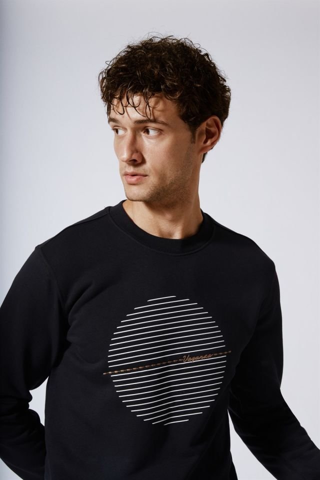 Printed Crew Neck Sweatshirt Black