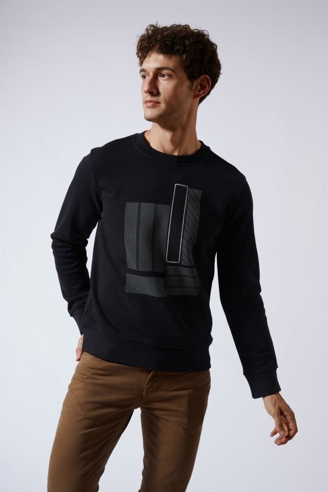 Slim Fit Embroidered Sweatshirt BLACK