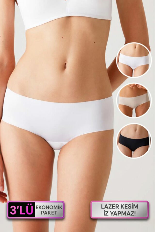 Pierre Cardin 2832 Lazer Kesim 3lü Şort Külot Siyah Ekru Ten