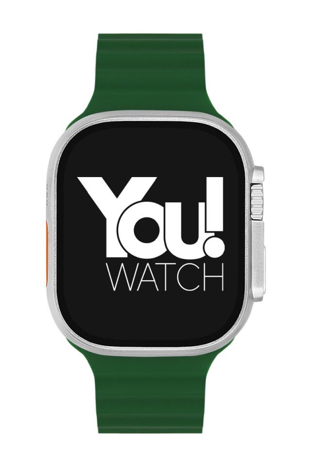 You Watch A8-A83 You Smart Silver & Dark Green Silicon Kol Saati